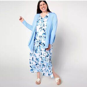 Belle by Kim Gravel Tall Better Together Dress and Shrug Set-Indigo Rose-1XT